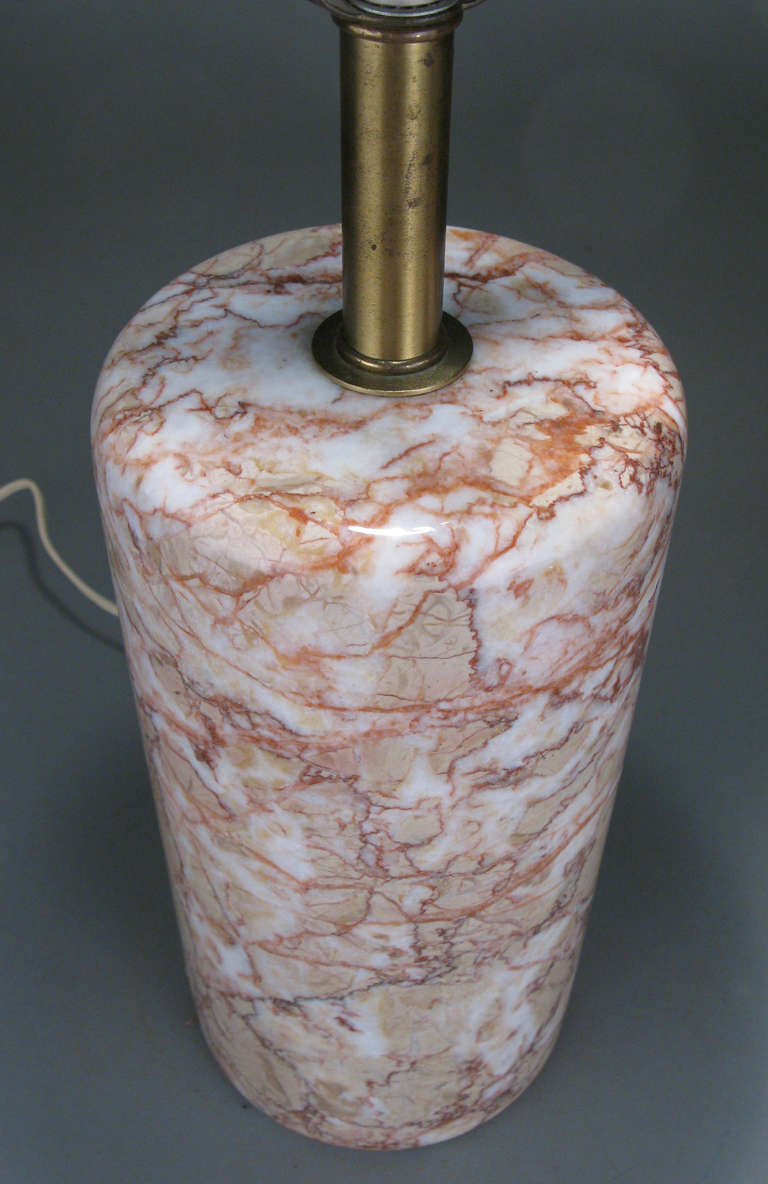 Pair of Italian Marble Cylinder Lamps 1