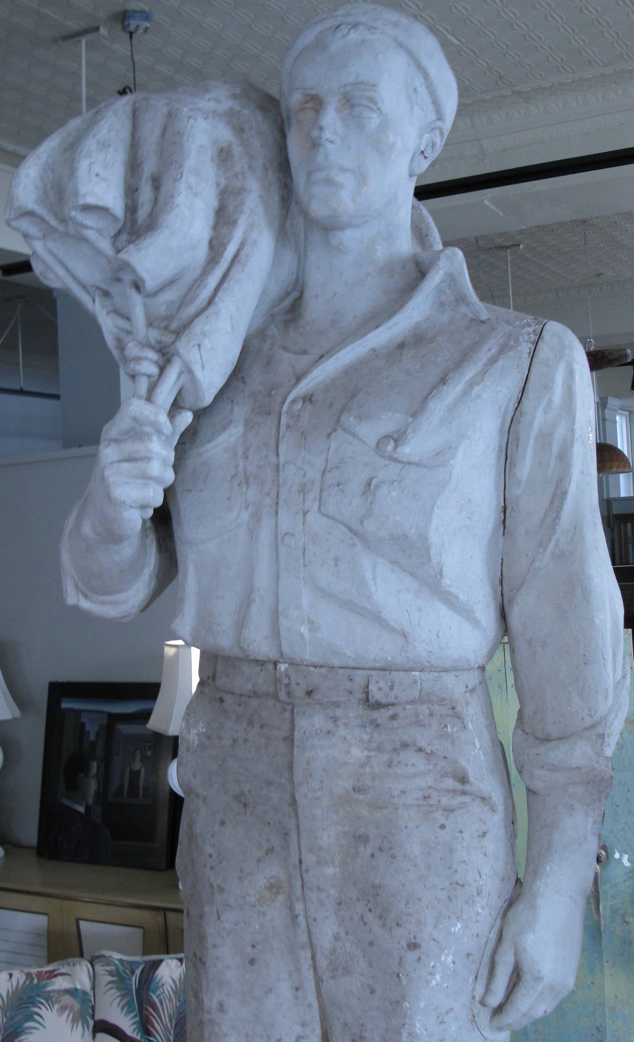 American Larger than Life Sized Plaster Sailor by Charles Rudy