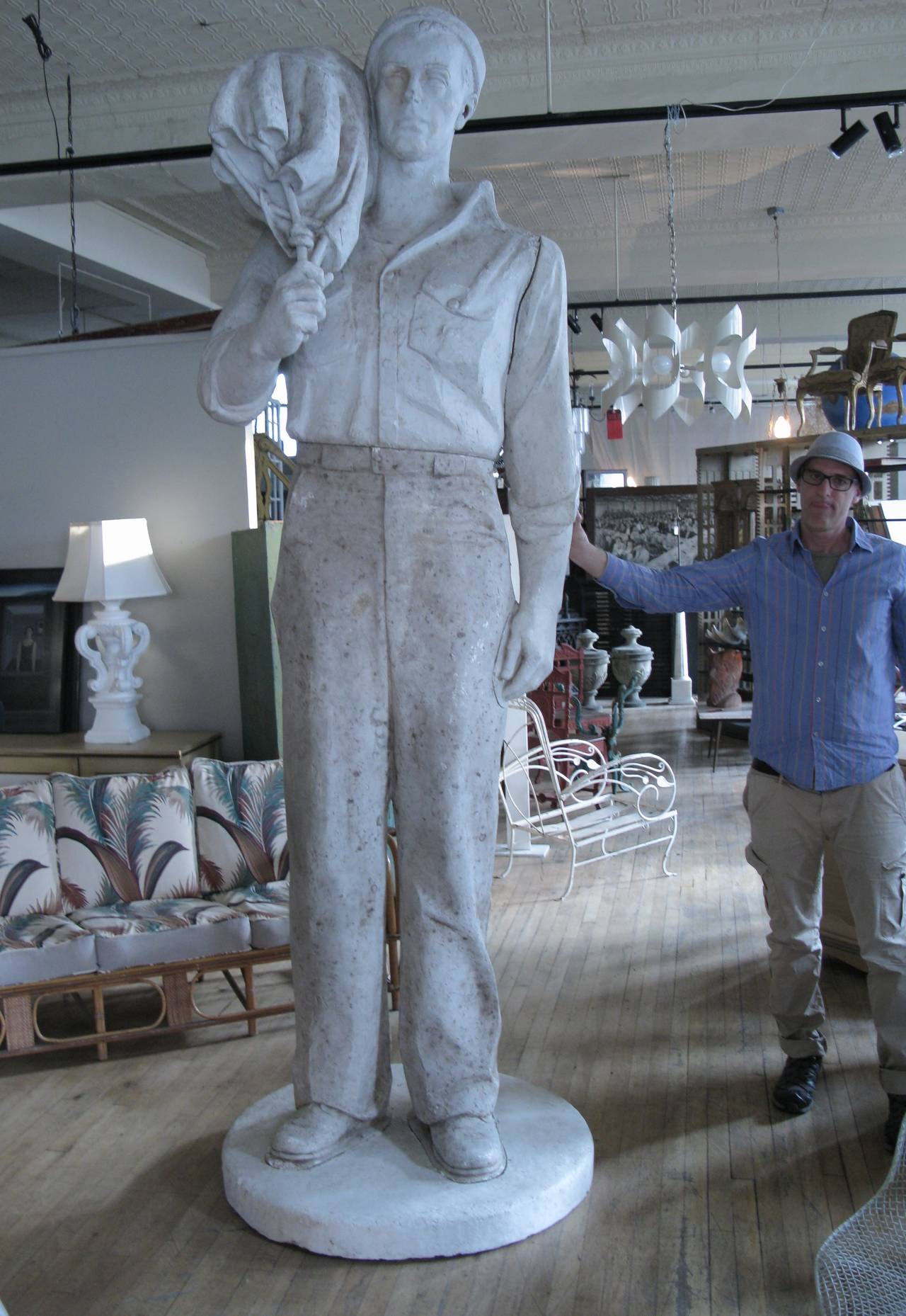 Larger than Life Sized Plaster Sailor by Charles Rudy 4