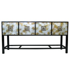 Vintage Glamourous Modern Silverleaf and Lacquered Cabinet by Renzo Rutili