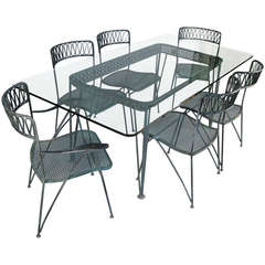 1950's Wrought Iron Dining Set with Six Chairs by Salterini