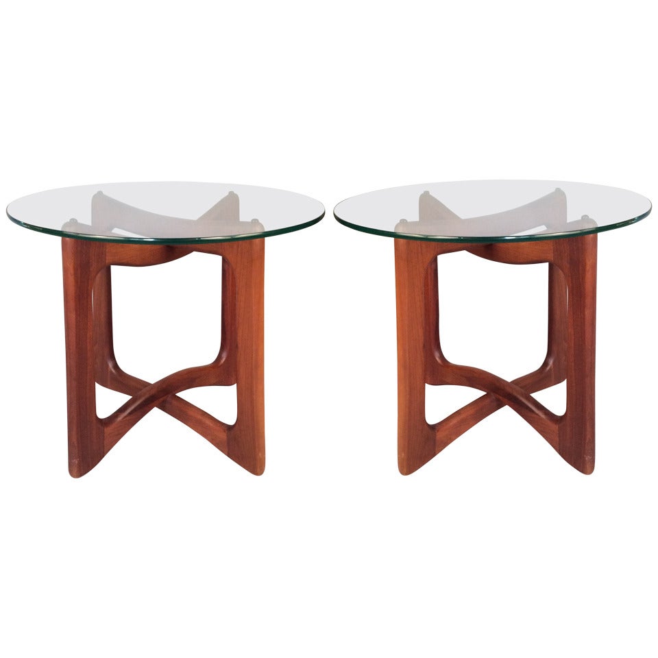 Sculptural 1960's Walnut & Glass Tables by Adrian Pearsall