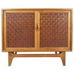 Vintage Modern Woven Front Cabinet