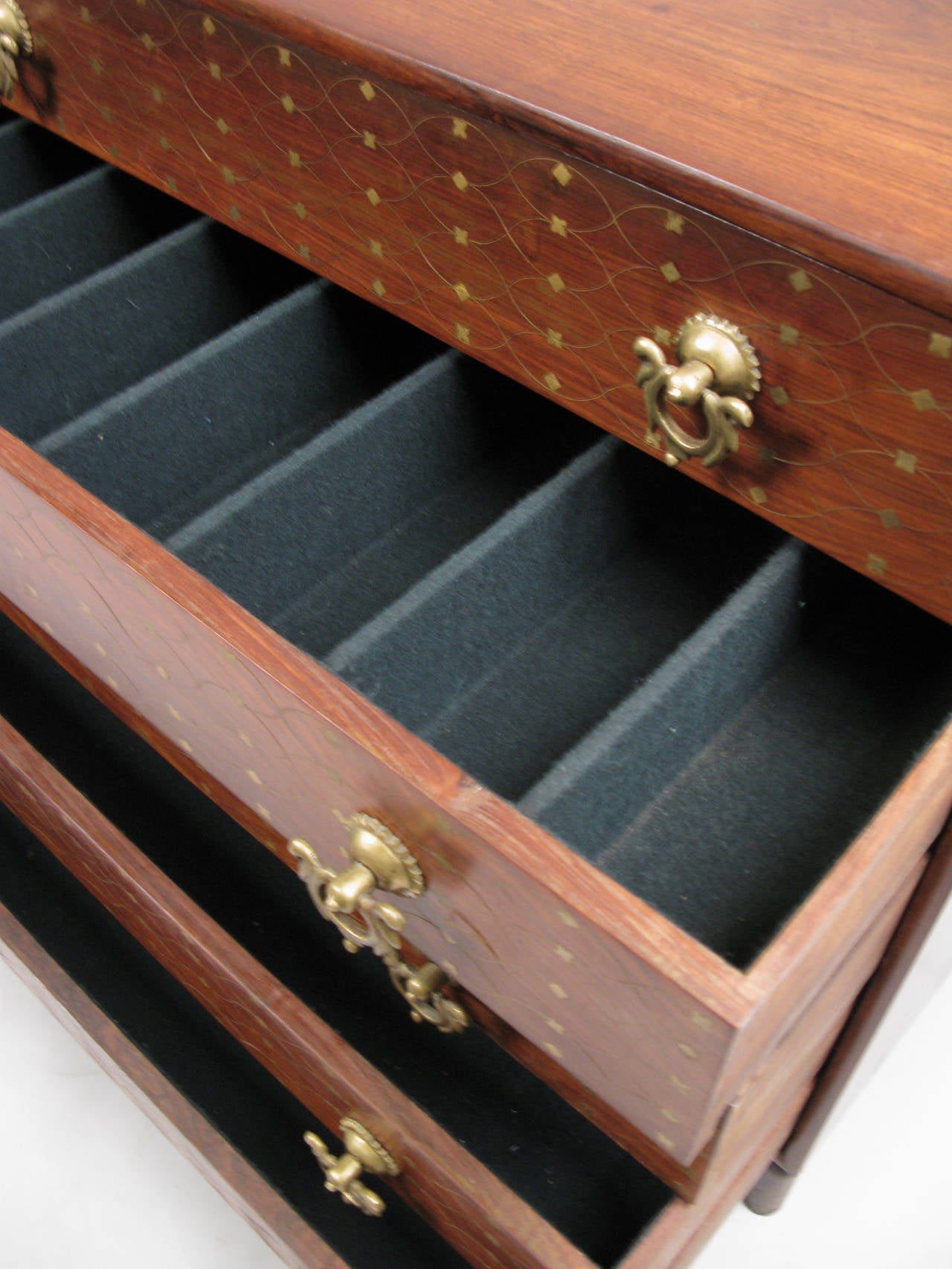 Exceptional Rosewood and Inlaid Brass Chest 1