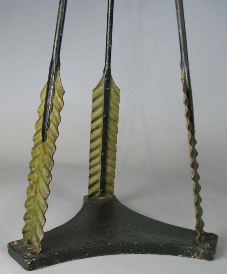 20th Century Pair of Neoclassical 'Bow & Arrow' Iron Plant Stands