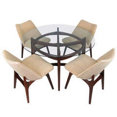 Sculptural Modern Walnut Dining Table & Chiars by Adrian Pearsall