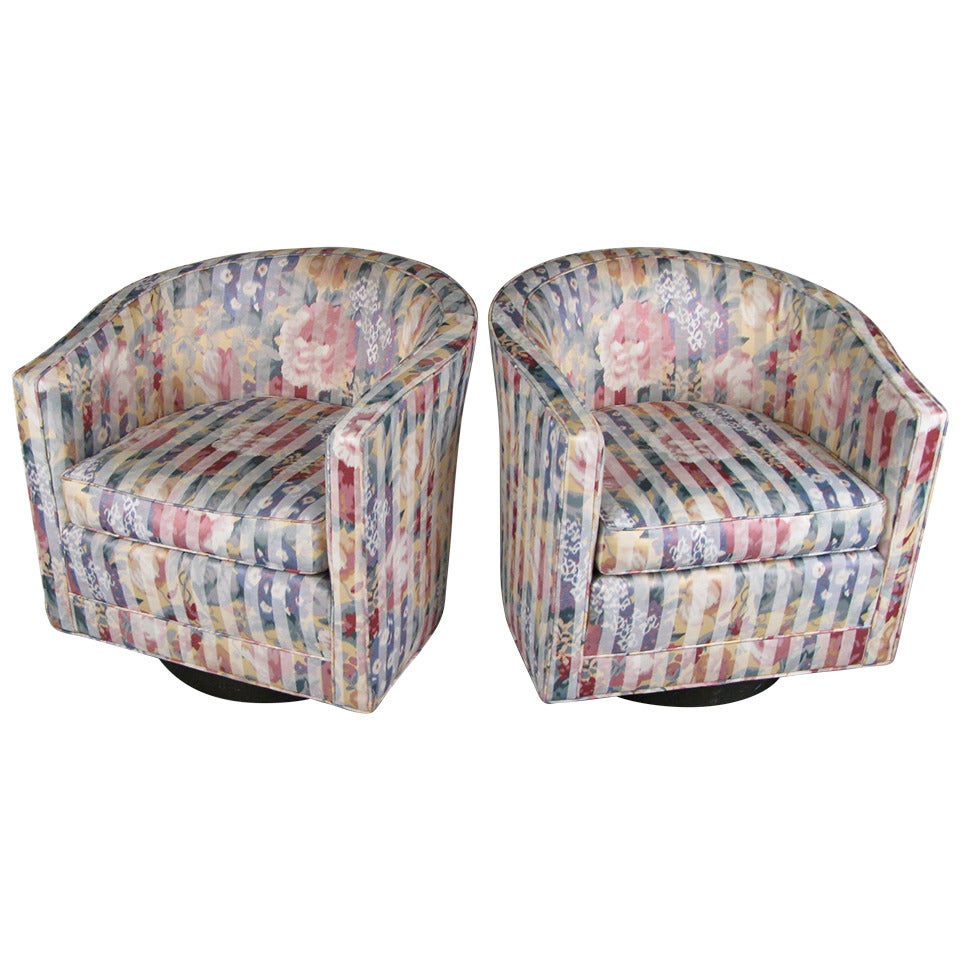 Pair of Swivel Lounge Chairs by Edward Wormley for Dunbar