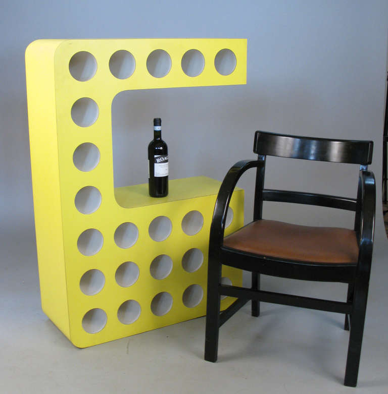 1970's Pop Art Yellow Wine Bottle Rack In Good Condition In Hudson, NY