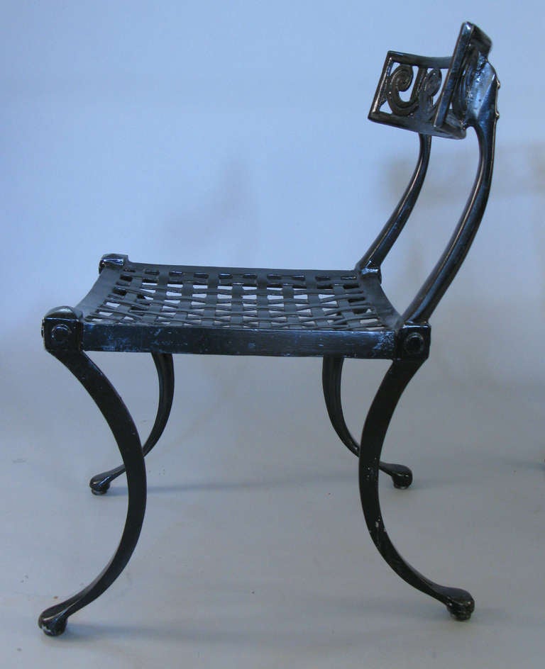 Pair of 1950s Klismos Chairs with Vitruvian Scroll Design 1