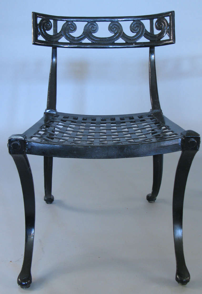 Pair of 1950s Klismos Chairs with Vitruvian Scroll Design 2