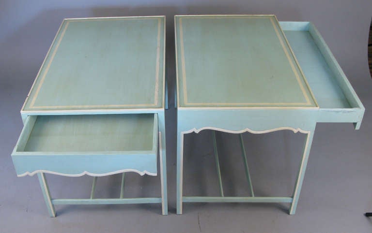 Mid-20th Century Pair of 1940's Newport Chic Lamp Tables