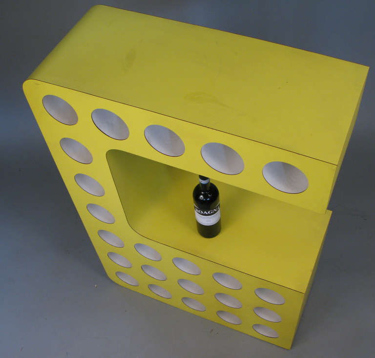 American 1970's Pop Art Yellow Wine Bottle Rack