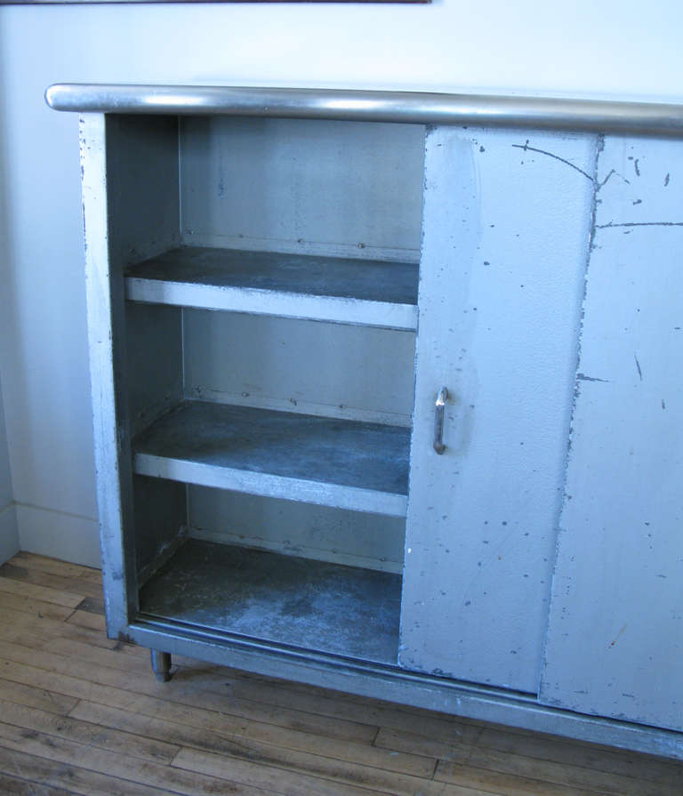 Mid-20th Century Vintage 1940's Galvanized Steel Cabinet