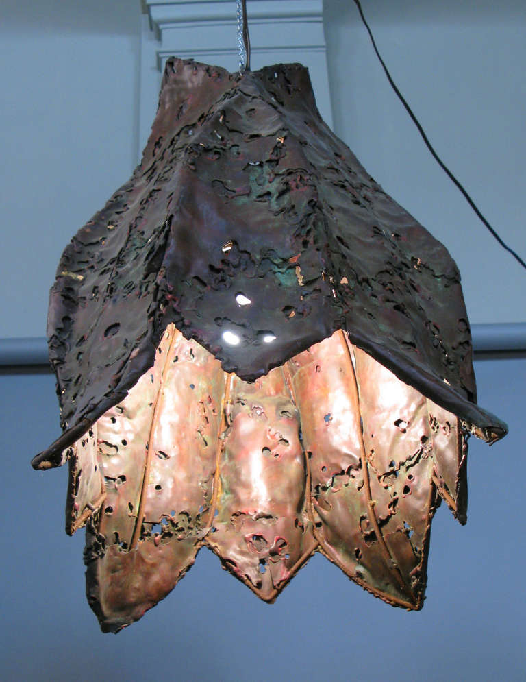Mid-20th Century Mid-Century Sculptural Hanging Lamp in Steel & Copper by Silas Seandel