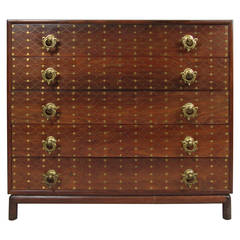 Exceptional Rosewood and Inlaid Brass Chest
