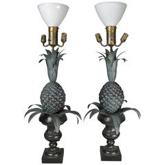 Vintage Pair of Large Pineapple Form Lamps 8