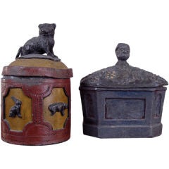 Pair of Antique Lead Tobacco Jars