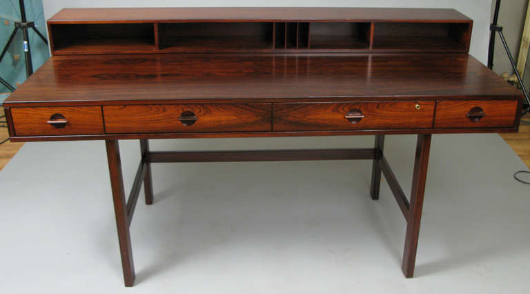 1960's Danish Partners Desk in Rosewood by Peter Lovig Nielsen In Excellent Condition In Hudson, NY