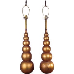 Pair of Gold Leaf Graduated Ball Lamps