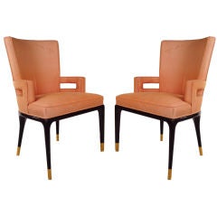 Pair of Vintage 1940's Curved Back Armchairs