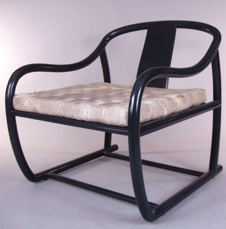 Pair Lacquered Asian Modern Lounge Chairs by Raymond Jurado