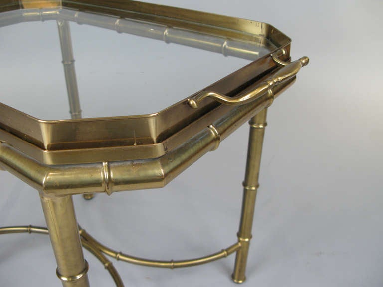 Mid-20th Century Vintage Brass & Bamboo Tray Table by Mastercraft