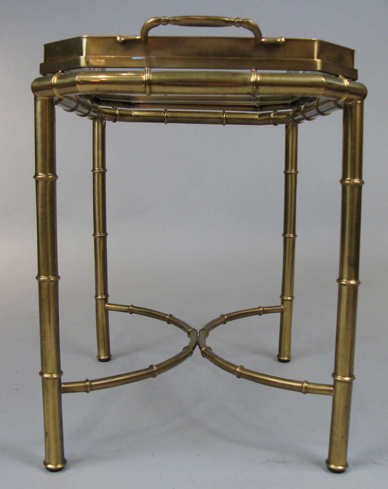 Vintage Brass & Bamboo Tray Table by Mastercraft 1