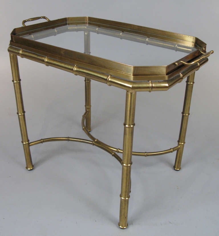 Hollywood Regency Vintage Brass & Bamboo Tray Table by Mastercraft