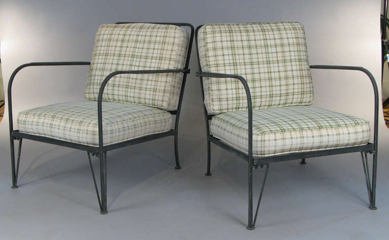 American Pair of  Vintage Wrought Iron Lounge Chairs by Salterini
