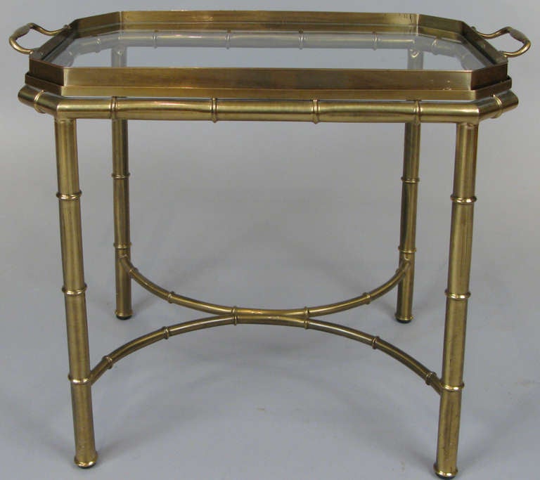American Vintage Brass & Bamboo Tray Table by Mastercraft