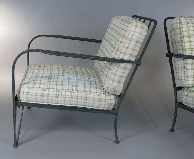 Mid-20th Century Pair of  Vintage Wrought Iron Lounge Chairs by Salterini