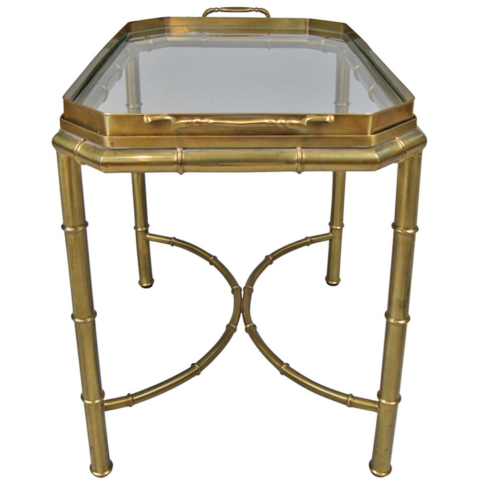Vintage Brass & Bamboo Tray Table by Mastercraft