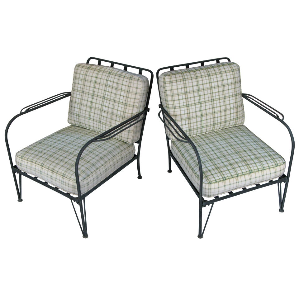 Pair of  Vintage Wrought Iron Lounge Chairs by Salterini