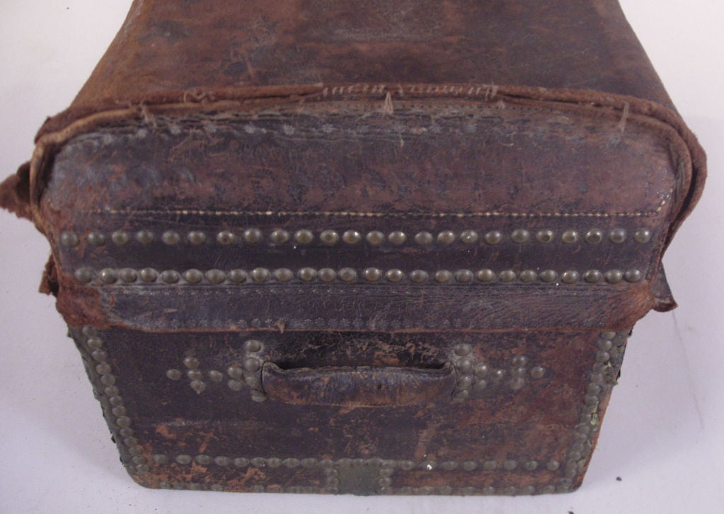 Antique 1850's Leather Stagecoach Trunk 1