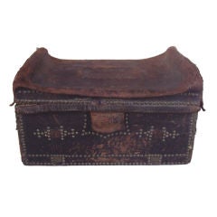 Antique 1850's Leather Stagecoach Trunk