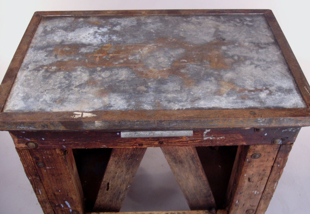 American Antique Industrial Rolling Cart Table