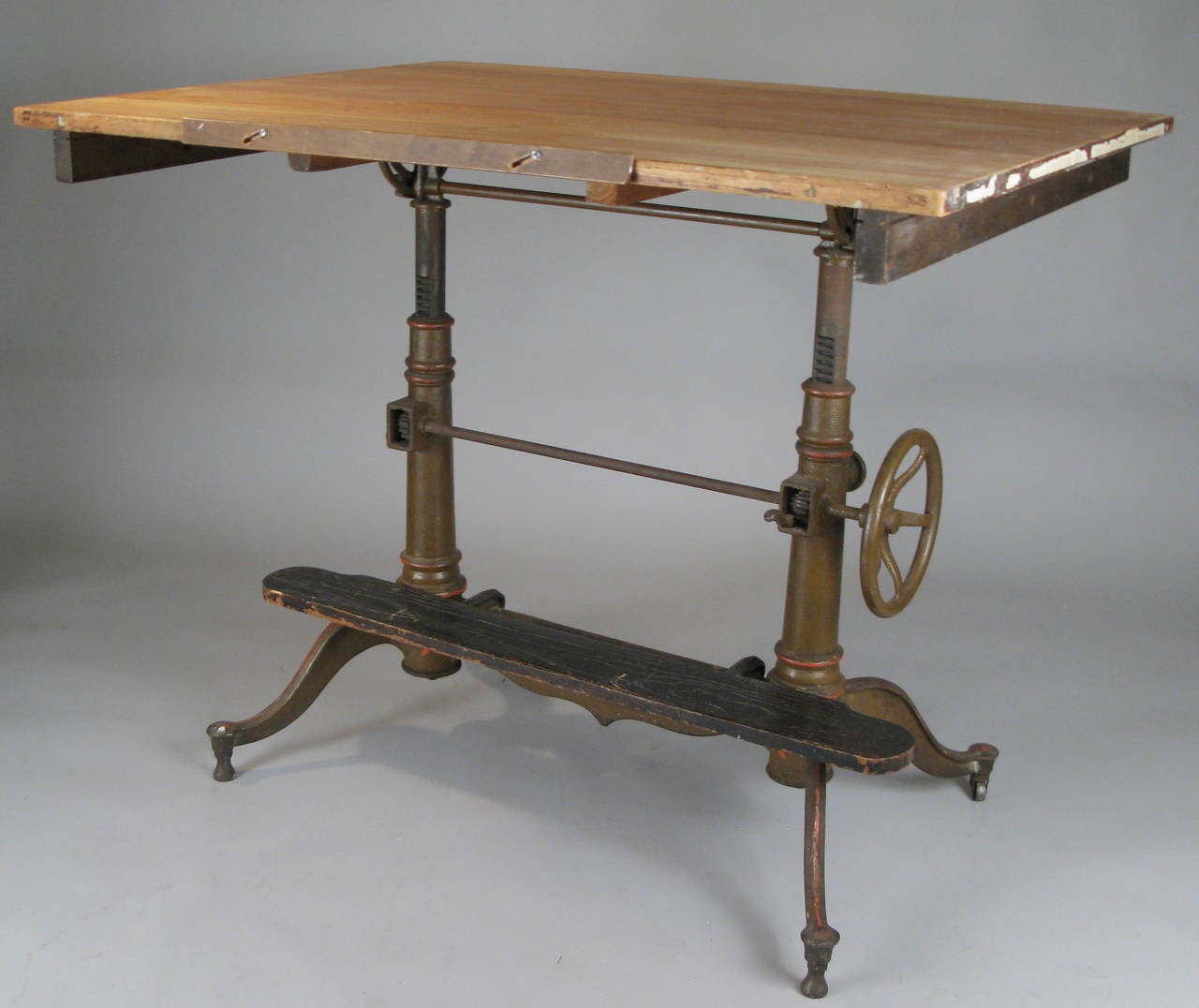 American Antique Industrial Cast Iron Adjustable Drafting Table