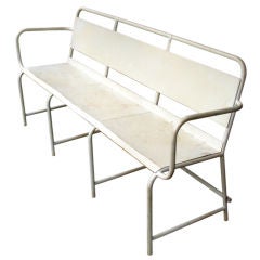 Vintage French Long Steel Bench