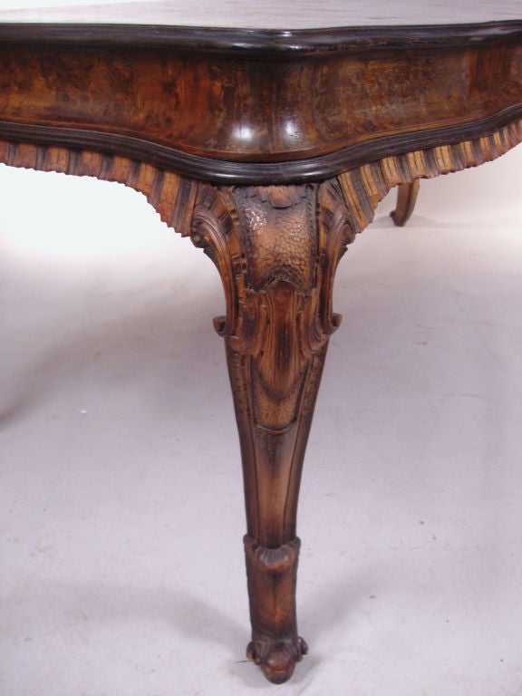 Antique Italian Rococo style Burled & Carved Table 1