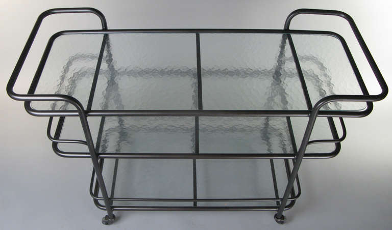 Tubular Rolling Bar Cart in the style of Walter Lamb In Excellent Condition In Hudson, NY
