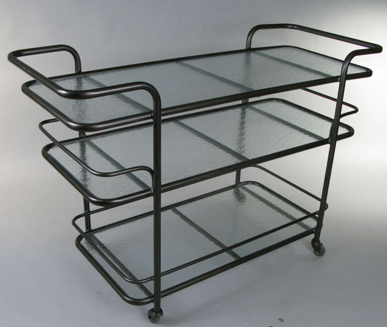 Tubular Rolling Bar Cart in the style of Walter Lamb 2