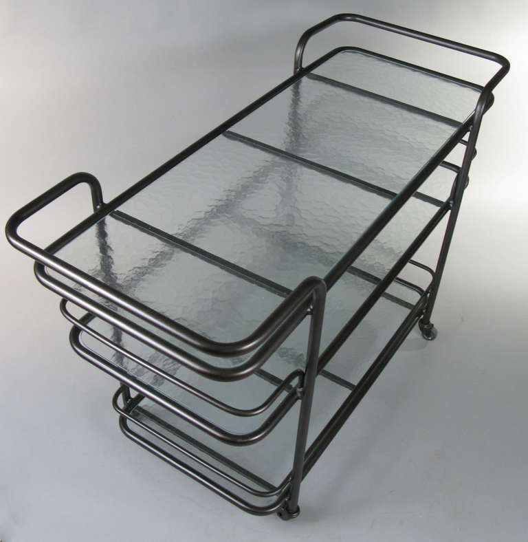 Tubular Rolling Bar Cart in the style of Walter Lamb 3
