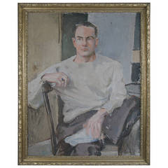 1940s Oil on Canvas Portrait of Mort Ellis
