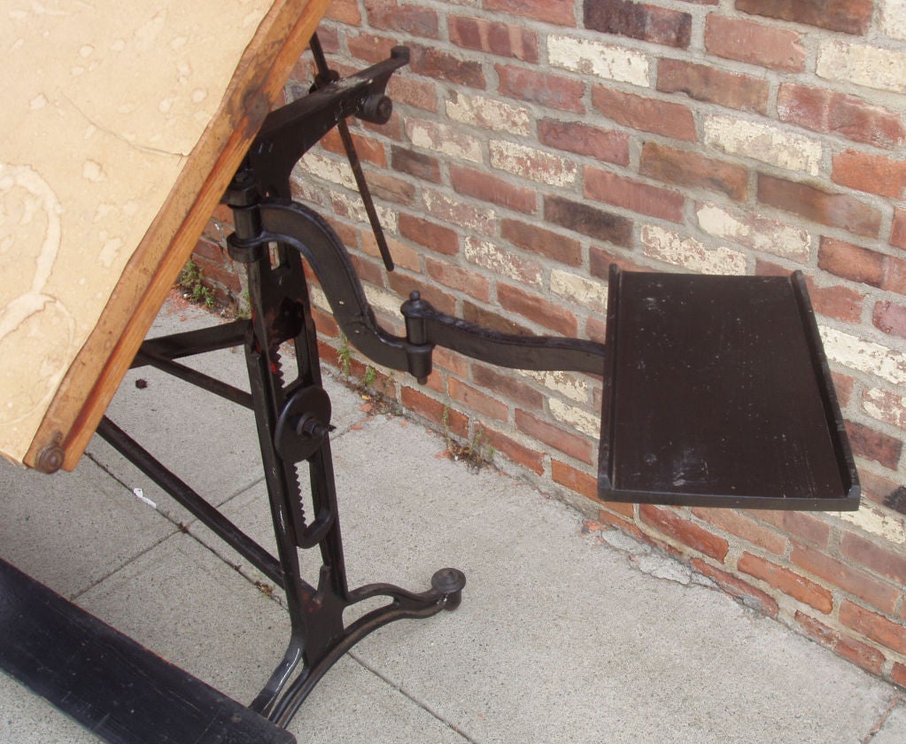 Antique Adjustable Keuffel & Esser Cast Iron Drafting Table 4