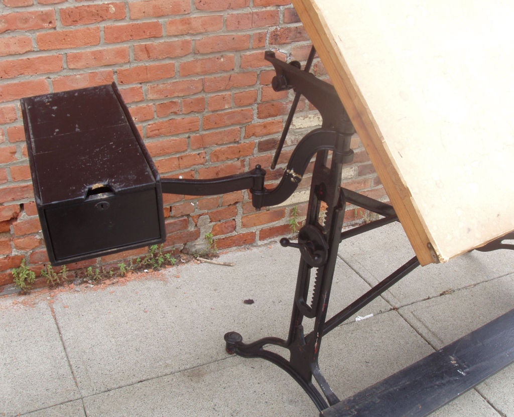 Antique Adjustable Keuffel & Esser Cast Iron Drafting Table 2
