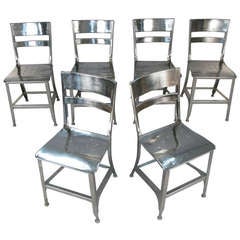 Set of Six Vintage Nickel Plated Toledo Chairs