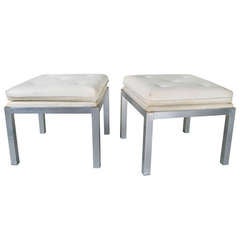 Pair of 1970s Modern Aluminum Ottomans