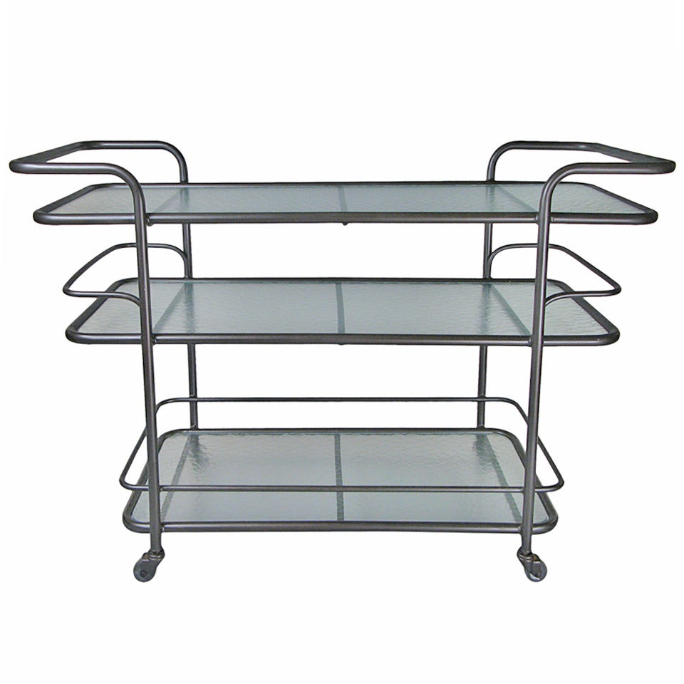 Tubular Rolling Bar Cart in the style of Walter Lamb