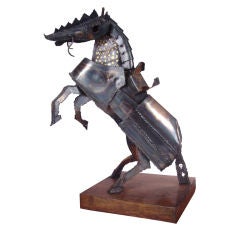 Brutalist Torch cut Steel Horse Sculpture