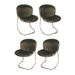 Set of Four Italian Chrome Chairs by Gastone Rinaldi